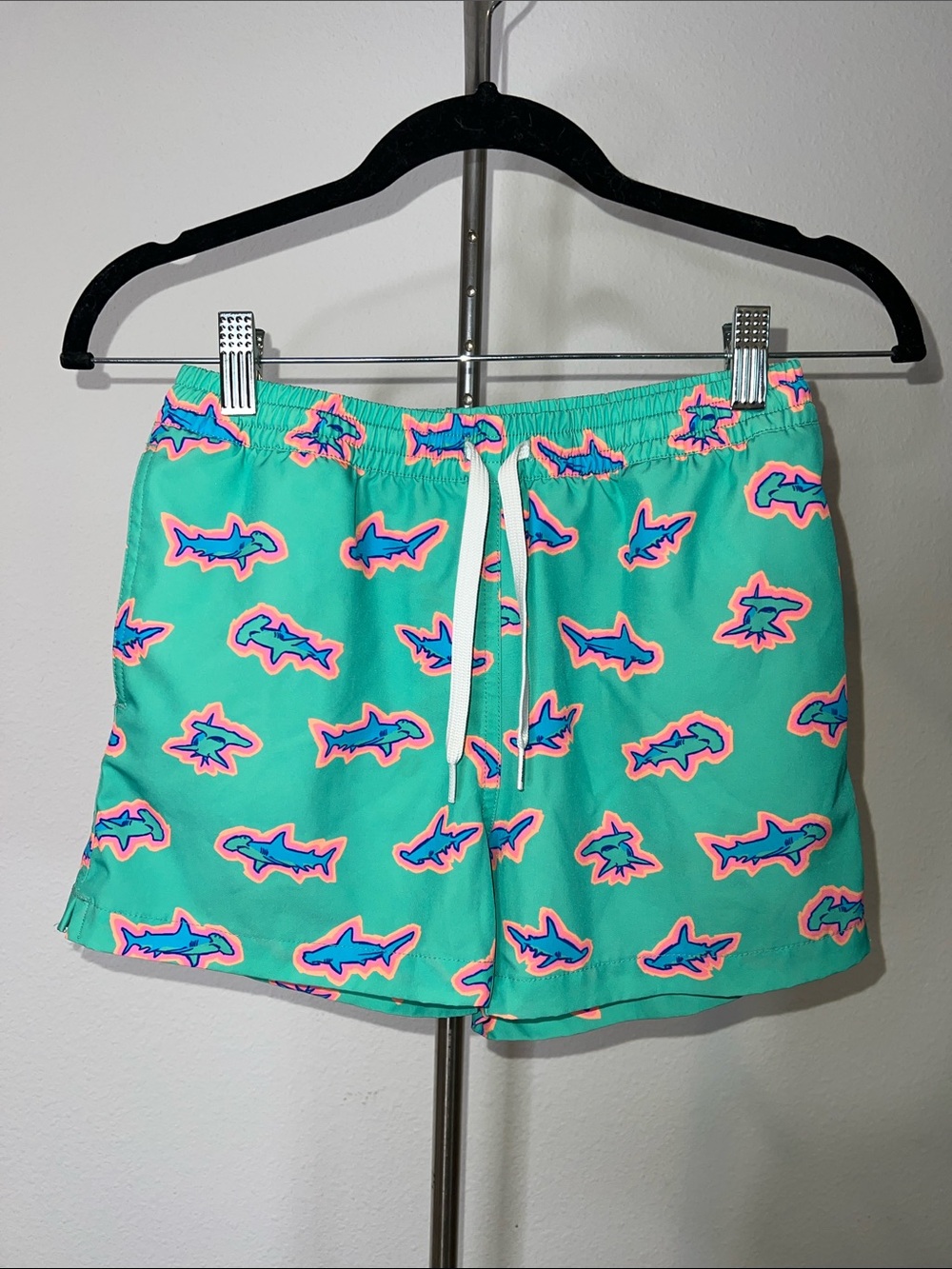 Chubbies Turquoise Shark Print Swim Shorts